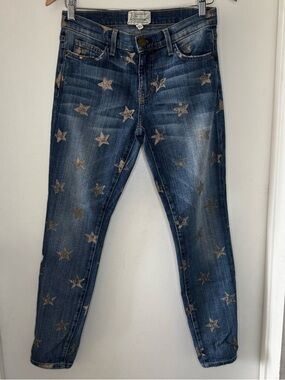 Current Elliott The Stiletto Skinny Jeans Gold Stars Women’s 27 Designer Denim